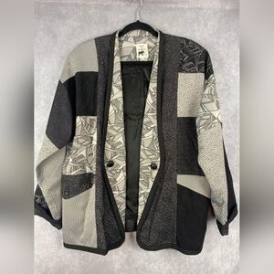 Max & Mabel Vintage artistic mix media Women's  Blazer Size‎ L Jacket